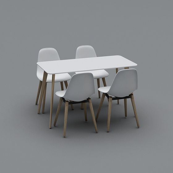 Nordic Dining Table and Chairs Set 3D model