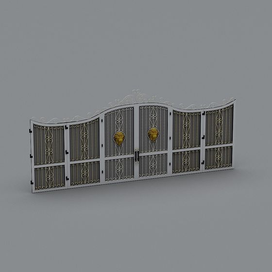 Elegant Wrought Iron Gate 3D Model