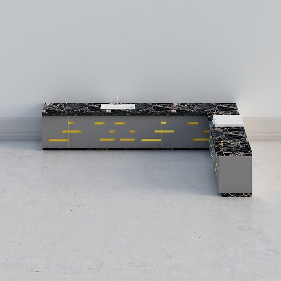 Stylish 3D Kitchen Countertop Model Design