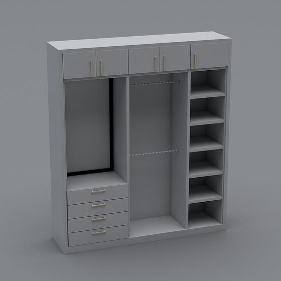 Minimalist 3D Wardrobe Model for Modern Interiors