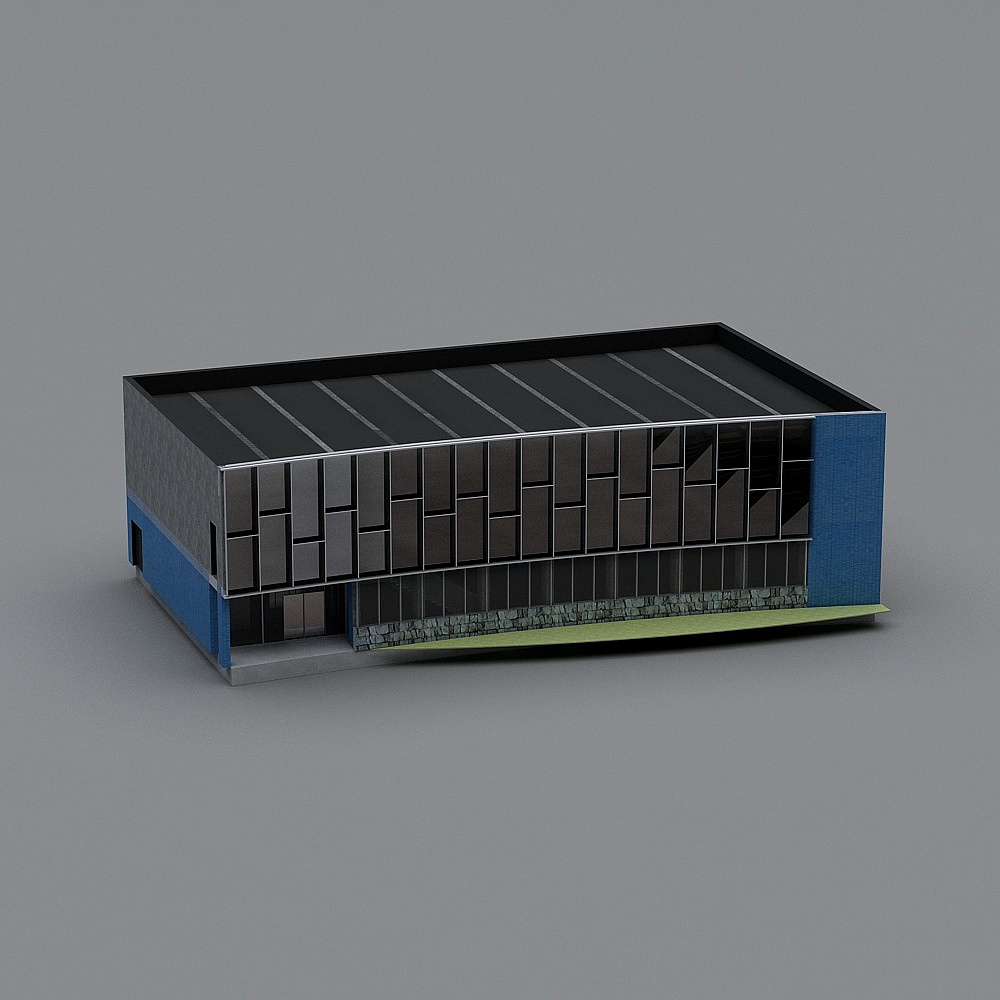 Futuristic Low-Polygon Building 3D Model