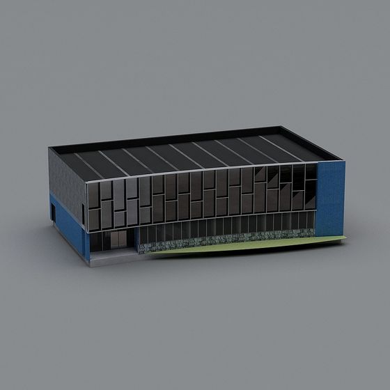 Futuristic Low-Polygon Building 3D Model