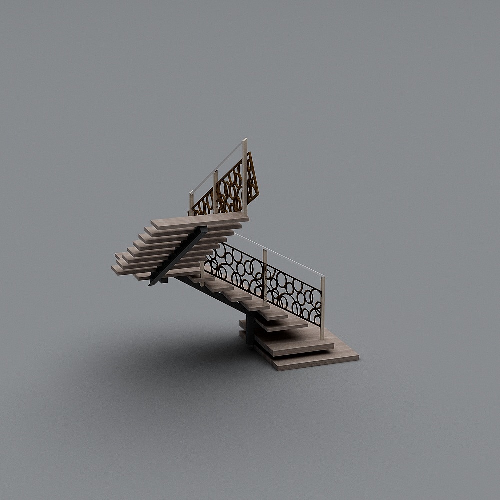 Elegant Low-Poly High-Detail Staircase 3D model