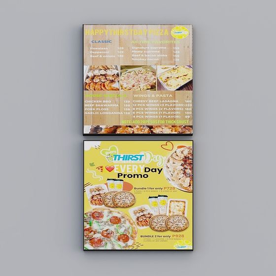 Happy Thirst Day Pizza Menu 3D Model