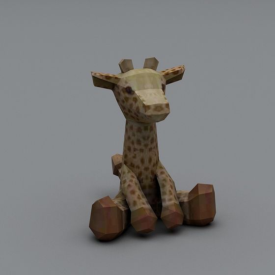 Low Poly Giraffe 3D Model in a Geometric Forest