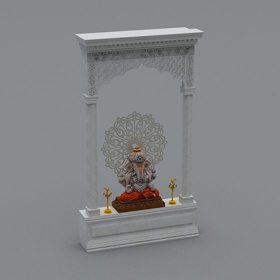 Intricate Low-Polygon Indian Temple 3D Model