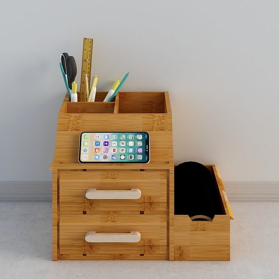 Bamboo Multifunctional Storage Box 3D model
