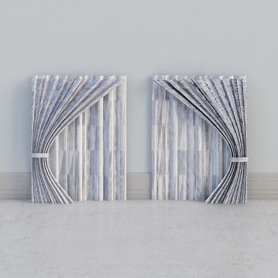 Origami Curtain 3D model - Unique Low-Poly Design