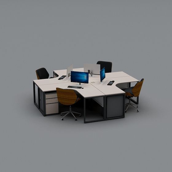 Open Plan Workspace 3D model for Modern Offices