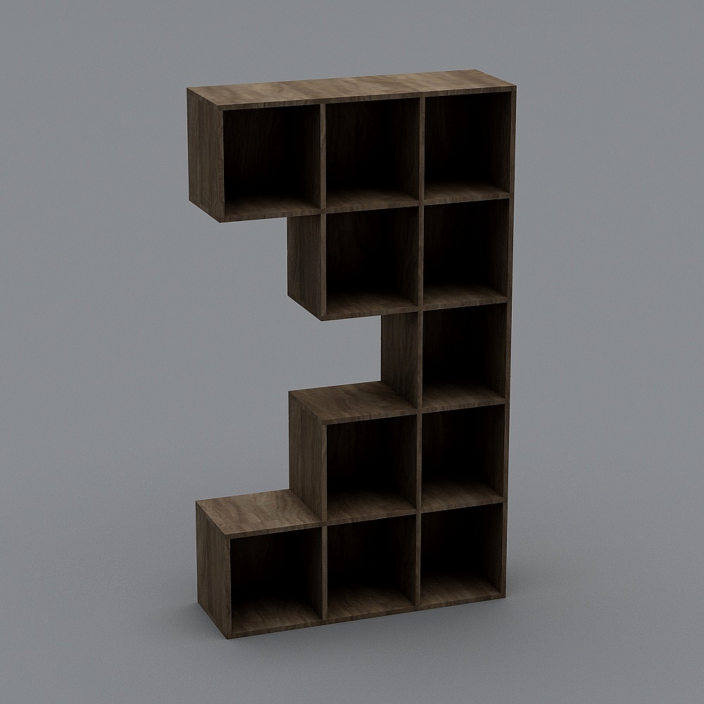 L-Shaped Bookshelf 3D model