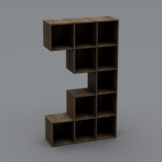 L-Shaped Bookshelf 3D model