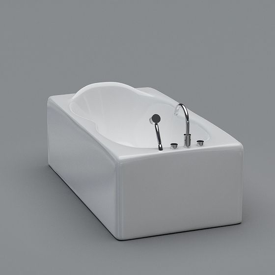 Gray Bathtub 3D Model for Modern Bathrooms