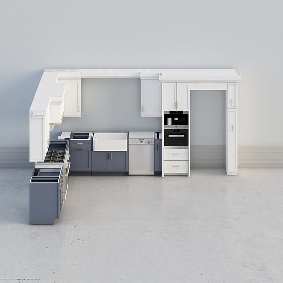 Stylish Low-Poly Kitchen 3D model for Modern Interiors