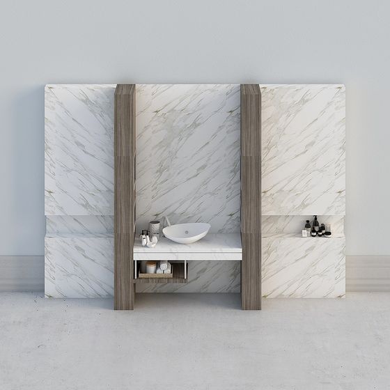 Elegant Marble Bathroom Partition 3D model