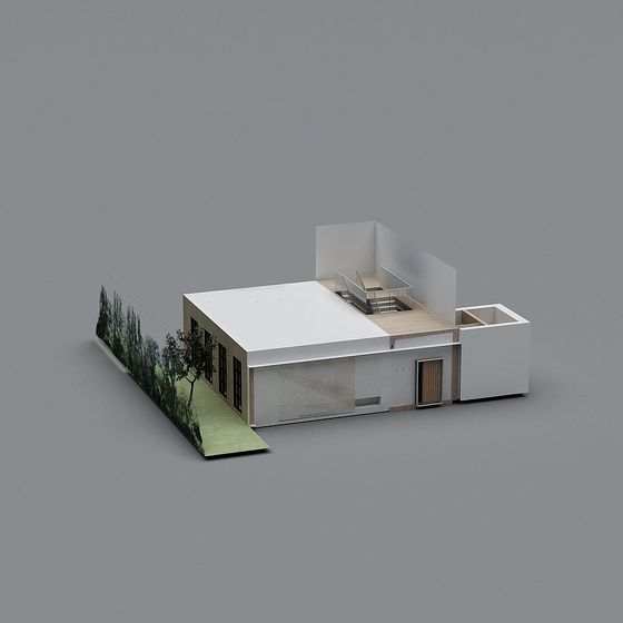 Minimalist White Architectural Building 3D model