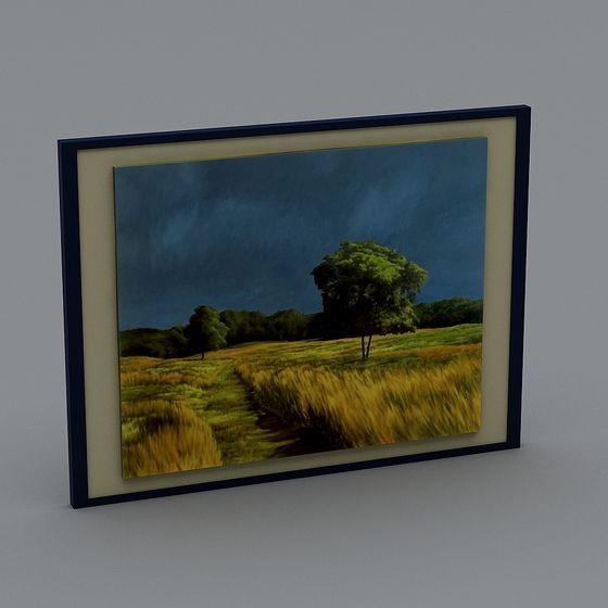 Lone Tree in Serene Fields 3D model