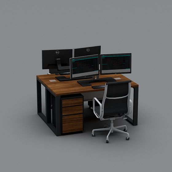 Low-Poly Office Desk Set 3D model