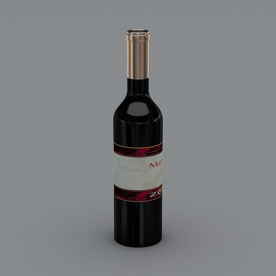 Elegant Italian-Inspired Red Wine Bottle 3D model
