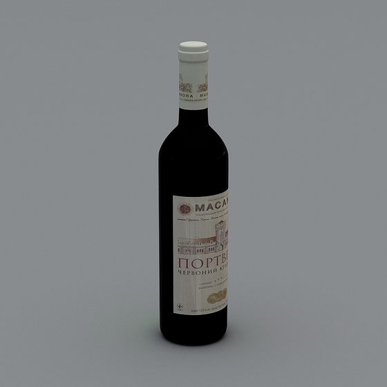 Elegant Low-Poly Wine Bottle 3D Model