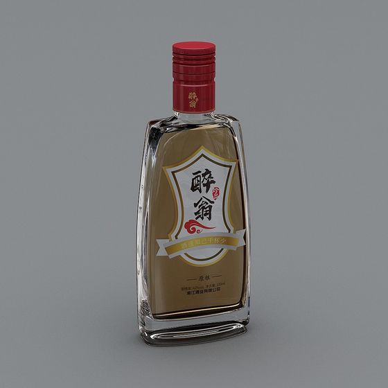 Elegant Drunken Wanderer Wine Bottle 3D model