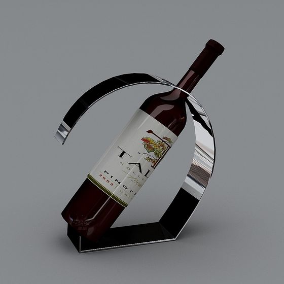 Elegant Wine Bottle Display Rack 3D model