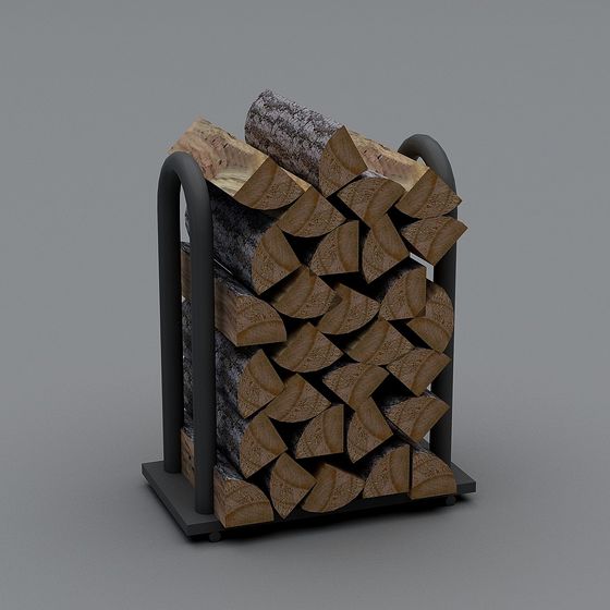 Low-Poly Wooden Log Rack 3D model