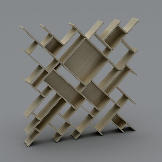 Geometric Interlaced Bookshelf 3D model for Creative Spaces