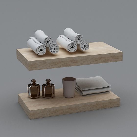 Minimalist Floating Wood Rack 3D Model