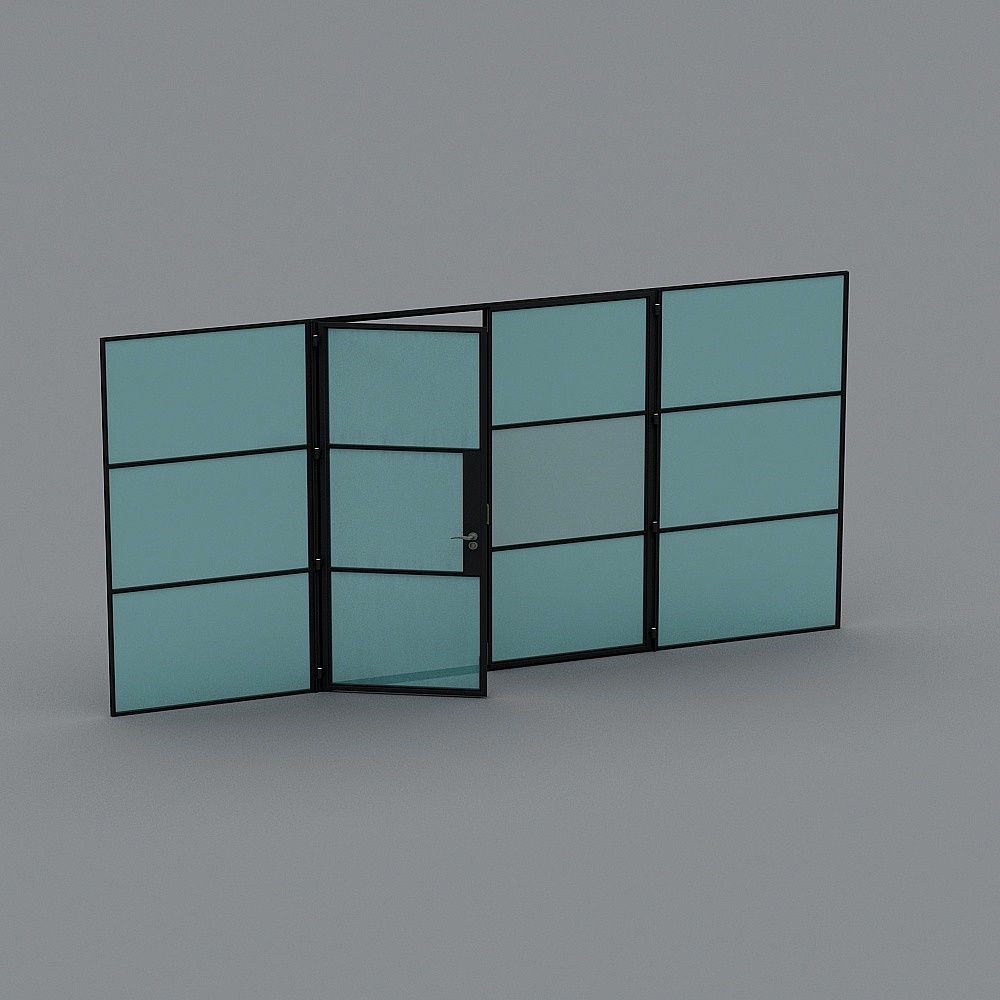 Elegant Glass Partition Screen 3D model