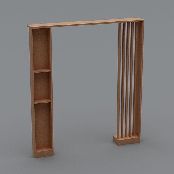 Minimalist Wooden Bookshelf Door Frame 3D model