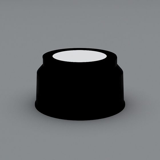 Modern black round ceiling light fixture with white center panel on grey background