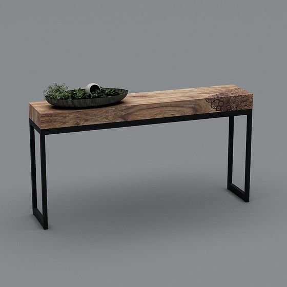 Minimalist Wood Long Table 3D model
