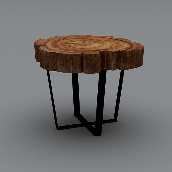 Natural Wood Side Table 3D model
