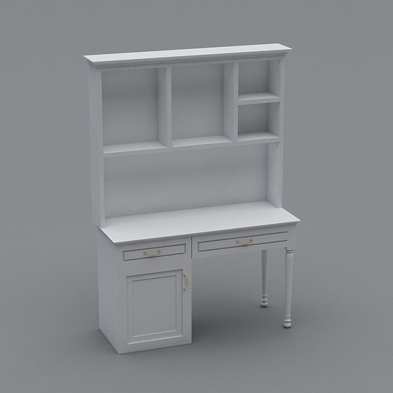 Elegant Low-Polygon Desk and Cabinet 3D model