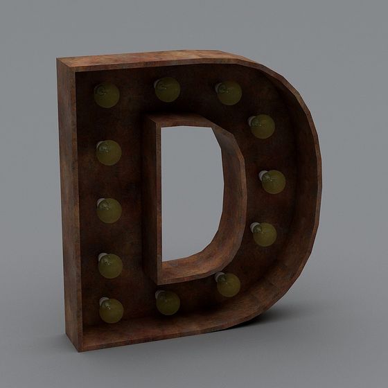 Retro Lightbox Letter D 3D Model