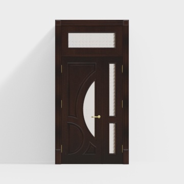 European style lacquered wood glass entrance door
