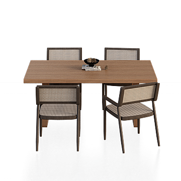 Wooden Dining Table and Chairs Set – Low-Poly Design