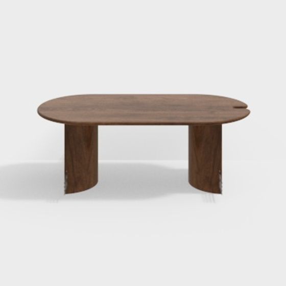Streamlined Design Table Streamlined Coffee Table 3D Model – Low-Poly Wood Design