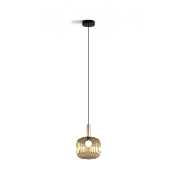Elegant Minimalist Pendant Light 3D Model – Golden Glass Shade