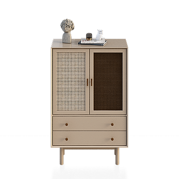 Mid-Century Cabinet 3D Model – Low-Poly Beige & Brown