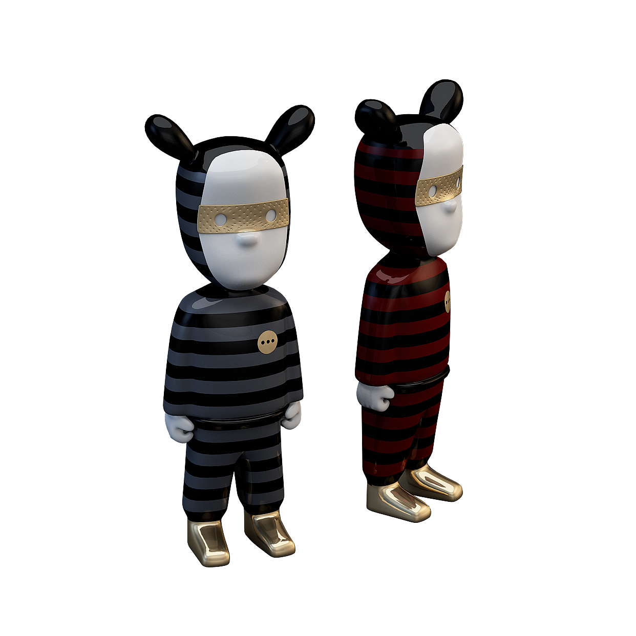 Stylish Striped Bear 3D Model – Low-Poly Character