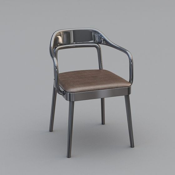 Contemporary Metal and Leather Chair 3D model