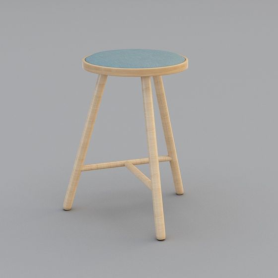 Stylish Round Stool 3D model for Modern Interiors