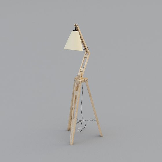 Elegant Wooden Floor Lamp 3D model