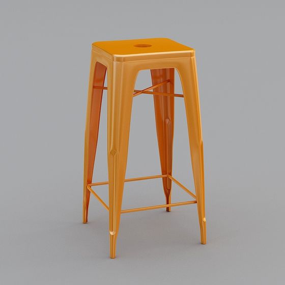 Stylish Orange Metal Bar Stool 3D Model
