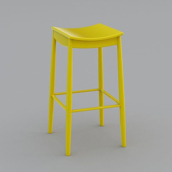 Vibrant Yellow Bar Stool 3D Model
