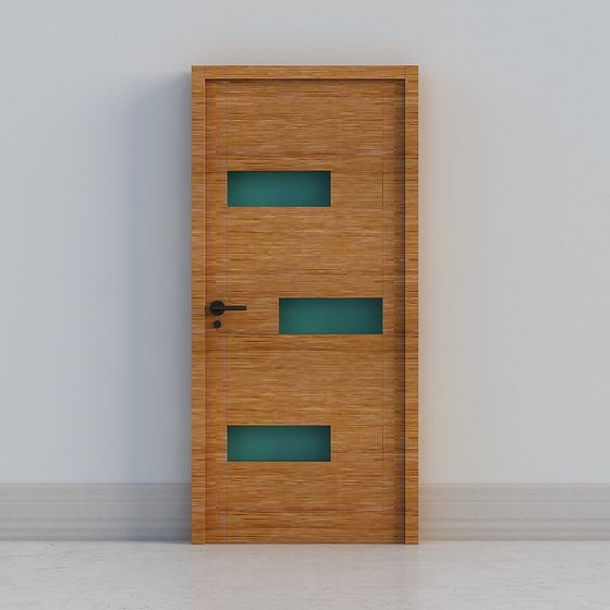 Bamboo Wood Glass Door 3D model for Modern Aesthetics