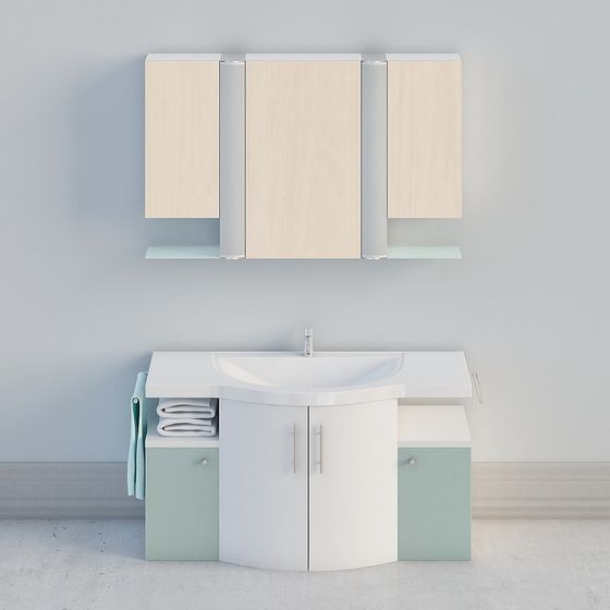 Elegant Low-Poly Bathroom Vanity 3D model