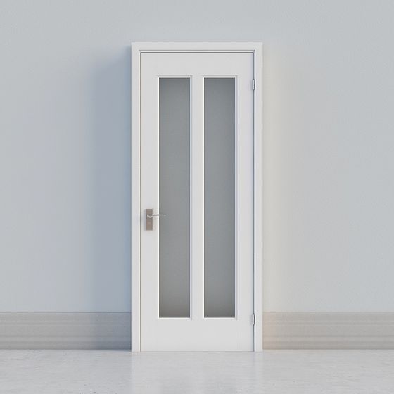 Glass Window White Door 3D model for Modern Spaces