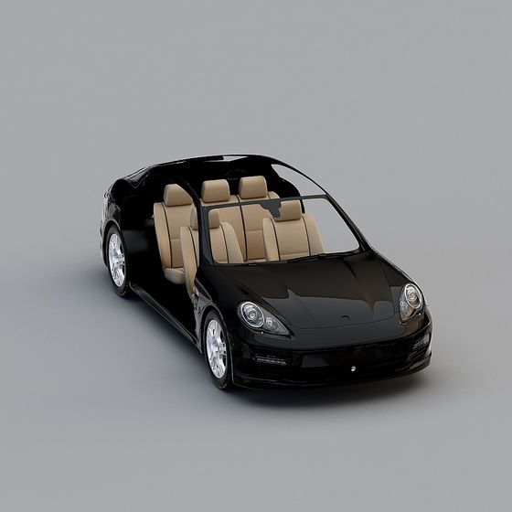 Sleek Black Convertible Sports Car 3D model
